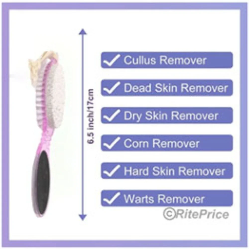 4 In 1 Foot Care Stone Callus Brush Pumice Scrubber Pedicure Exfoliate (2 Pack)